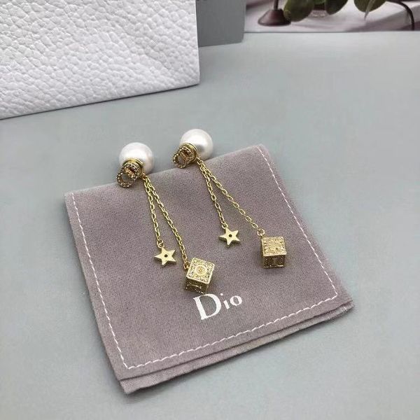 

70% off luxury jewelry home dijia 2021 temperament dice pearl high version brass 925 silver pin earrings, Golden