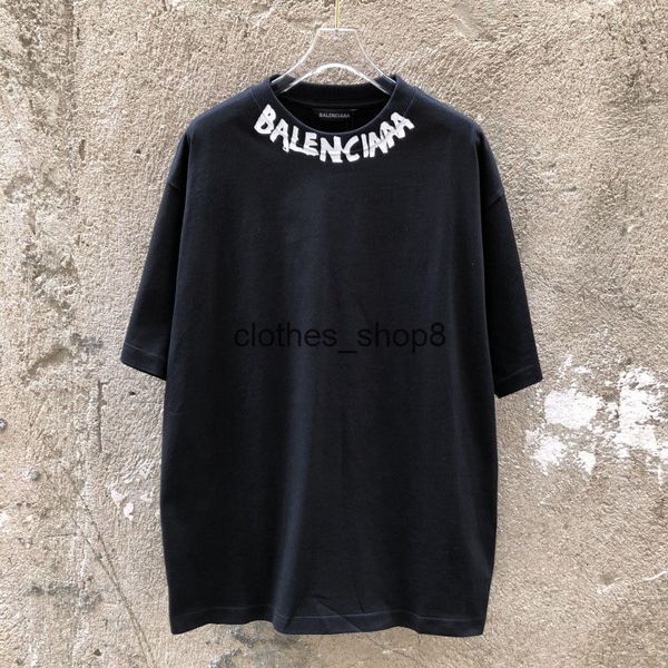 

designer t-shirts balencaigas's men's sweaters hoodie aimenpan original paris bib neckline letter and wo loose large round neck pu, White;black