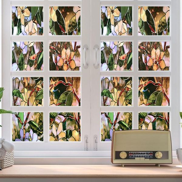 

wall stickers #68 magnolia window film static cling heat-control privacy protection glass room home decoration 2021