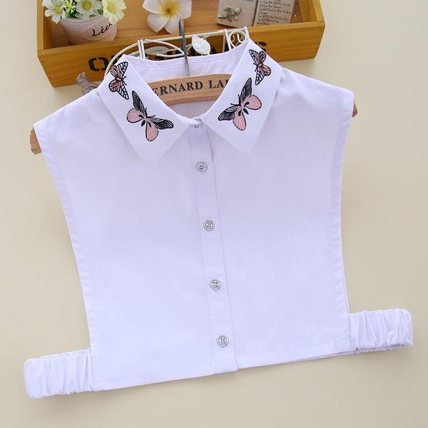 

bow ties 2021 women fake collar shirt detachable collars white false lapel woman removable half blouse decoration, Black;gray