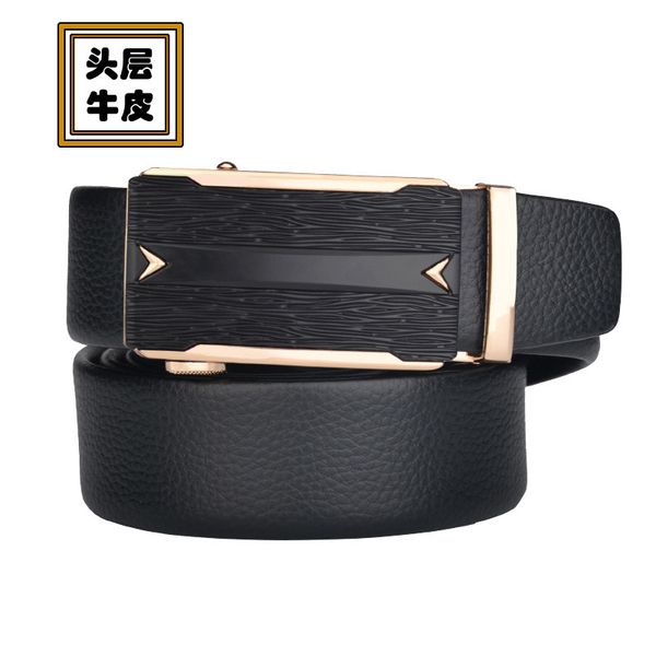 

double sided head for men with automatic buckle classic business men's leather fashion belt, Black;brown