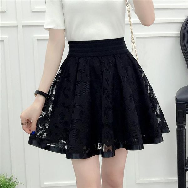

skirts 2021 spring summer women black mini skirt korean elastic high waist shorts sweet mesh tulle umbrella falda tul