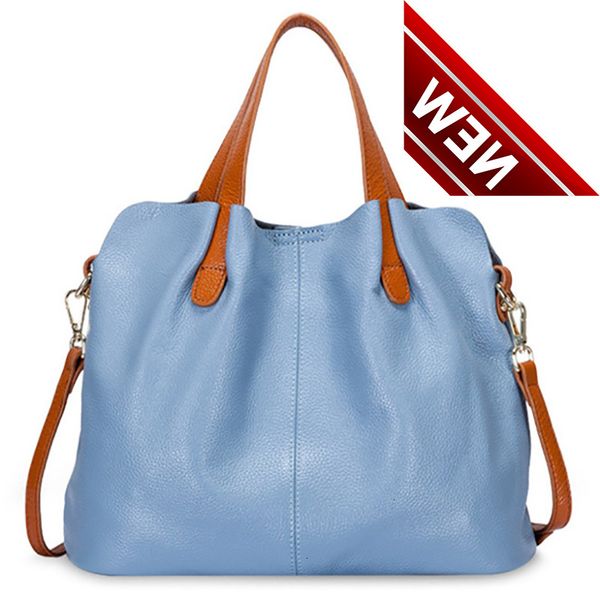 

genuine leather women's bag fashion commute handbags solid color tote messenger luxury designer shoulder cossbody bags female