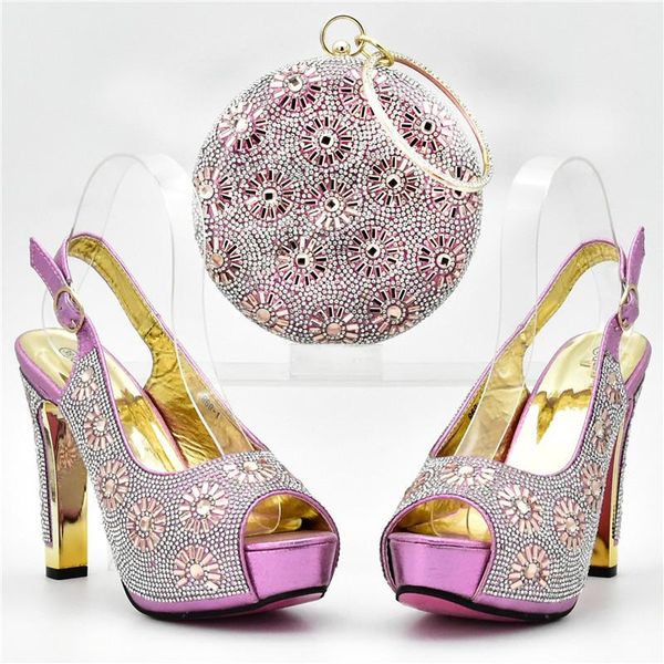 

arrival matching italian shoe and bag set decorated with rhnestone for party in women african shoes dress, Black