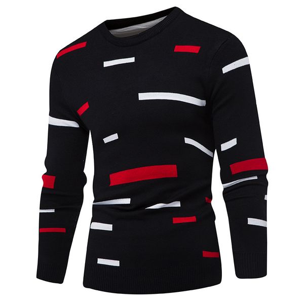 

men's sweaters mens sweater pullover round neck print stripes contrast color sweater autumn fashion casual mens self cultivation, White;black