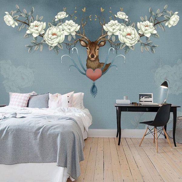 

nordic tv background wall mural modern simple living room bedroom elk decorative self adhesive wallpaper papel de parede wallpapers