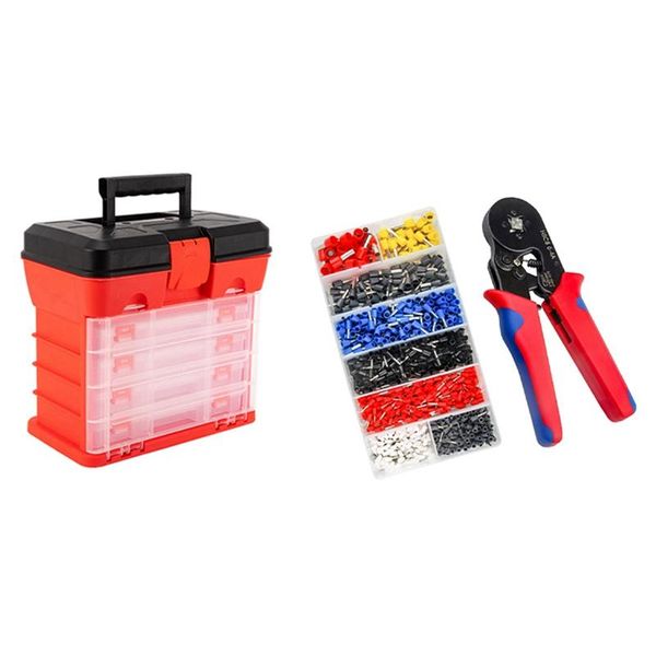 

tool organizers -1x fishing box multi-layer bait & 1200 pcs/box hsc8 6-4 crimping pliers stripping cutting plier tube terminal