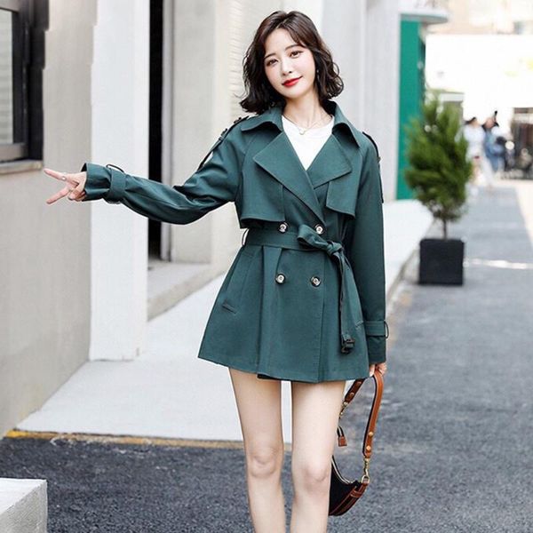 

women's trench coats autumn mid-length windbreaker jacket fashionable clothing polyester material clothes luxury designer authentic, Tan;black