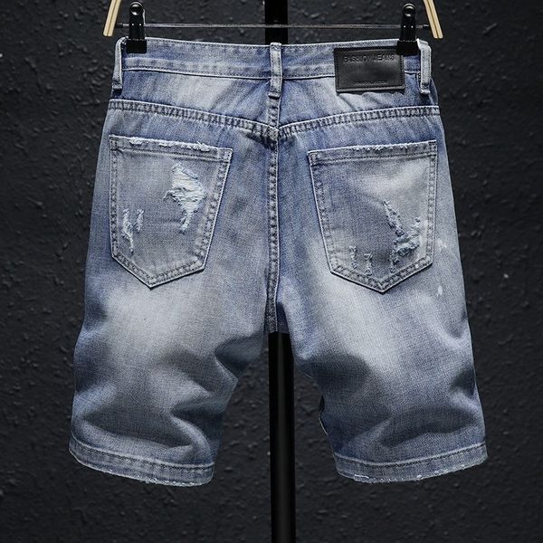 

men's jeans casual men's summer denies knee-length shorts fashion ripped hole cowboy tall street hip hop man short pants igy1, Blue