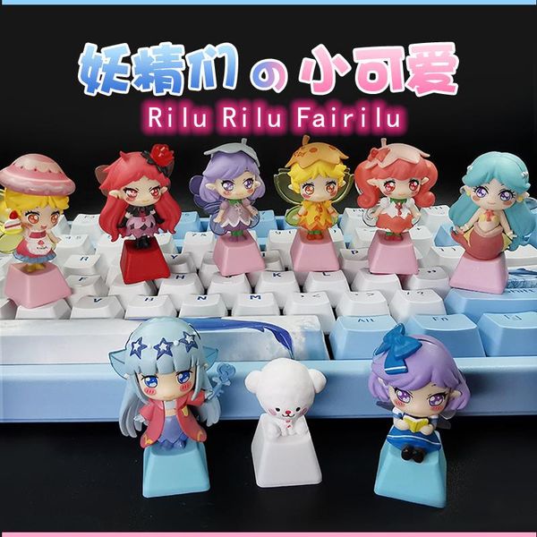 

keyboards anime cartoon game keycap rilu fairilu cute pink girl stereo manual custom mechanical keyboard suitable for esc key
