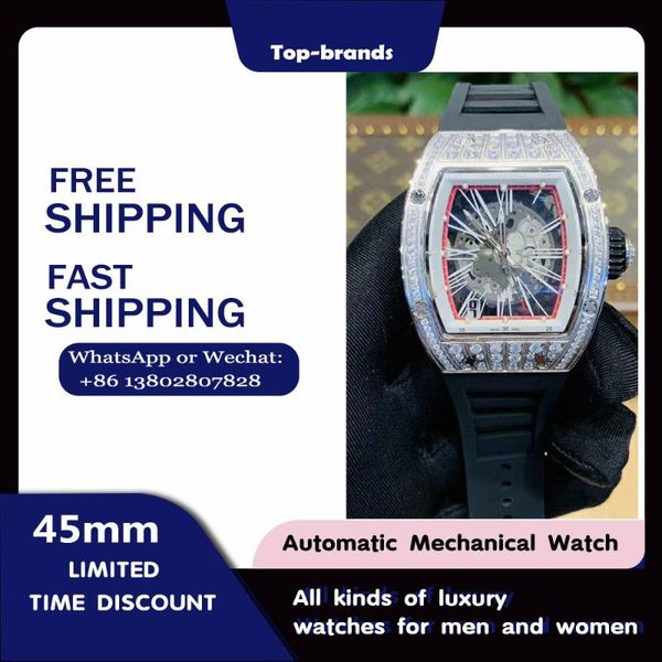 

wristwatches 2021 self-winding watch rm023 men's and women's gemstone date window waterproof 50 meters luxury brand, Slivery;brown