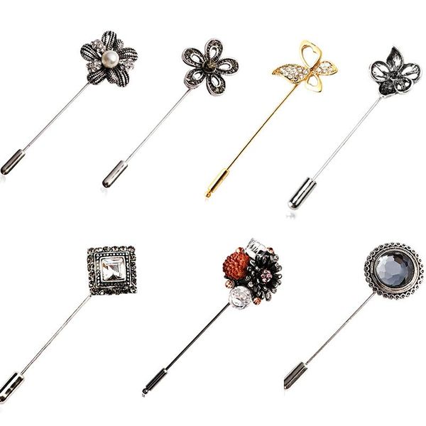 

pins, brooches flower style brooch pin charming vintage long needle pins square round alloy fashion trendy collar jewelry accessories, Gray