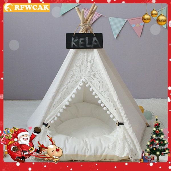 

kennels & pens rfwcak lace pet tent dog house washable winter puppy bed cat kennel portable teepee with cushion kattenmand supplies