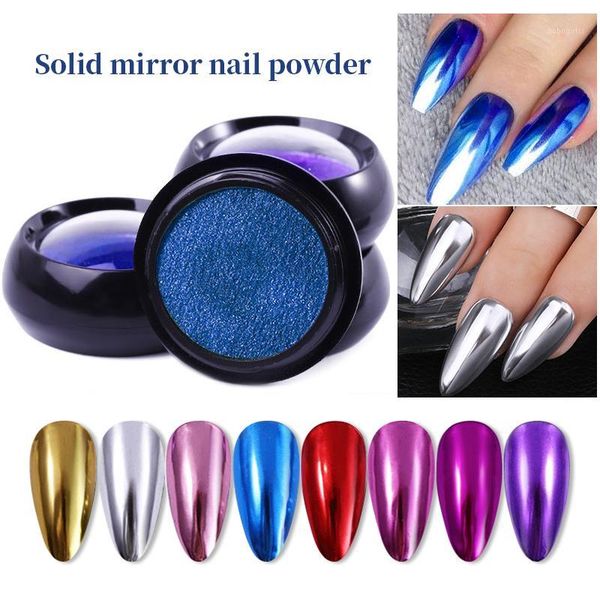 

1box solid mirror nail powders glitters powder dust chrome for art pigment diy decorations1, Silver;gold
