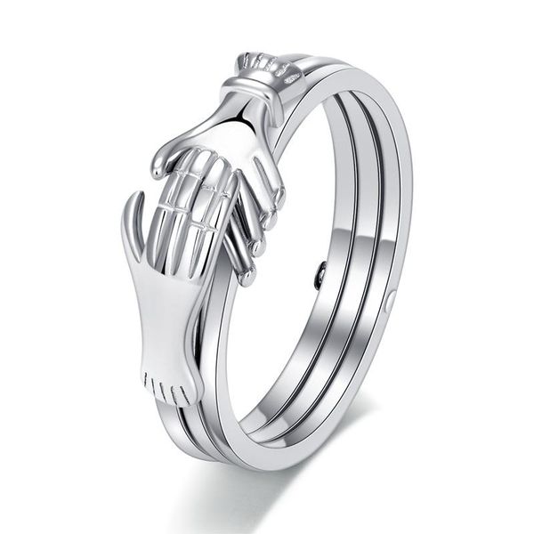 

sterling silver hand in finger rings can opened heart love red zircon for women 2021 fine jewelry valentines gift cluster, Golden;silver