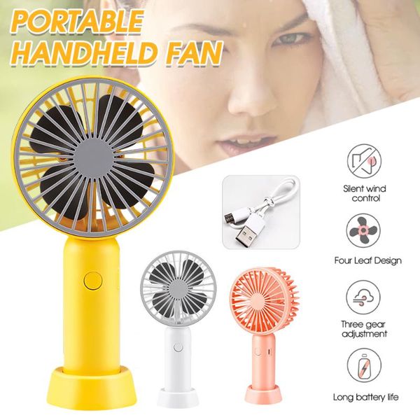 

electric fans portable mini handheld fan slience three wind speed long battery life personal usb rechargeable desk