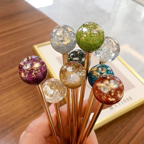 

hair clips & barrettes women girl shiny foil starry sky ball planet japan sticks handmade barrette hairpins accessories headwear jewelry gif, Golden;silver