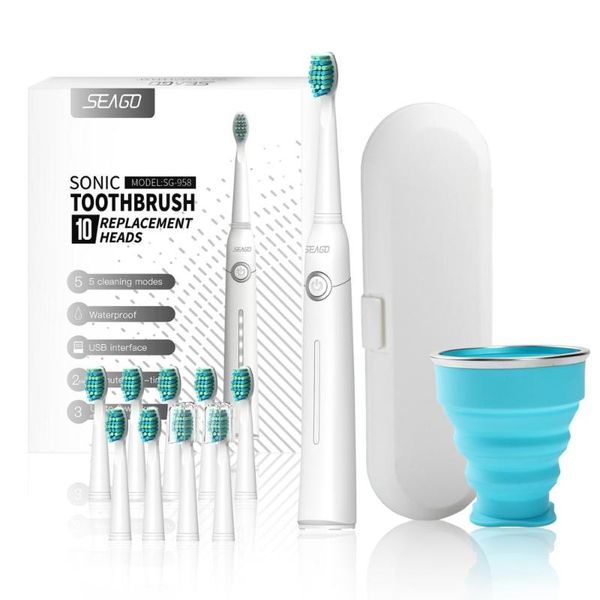 

smart electric toothbrush seago lovers rechargeable sonic tooth brush travel box portable folding cup ultrasonic replace heads