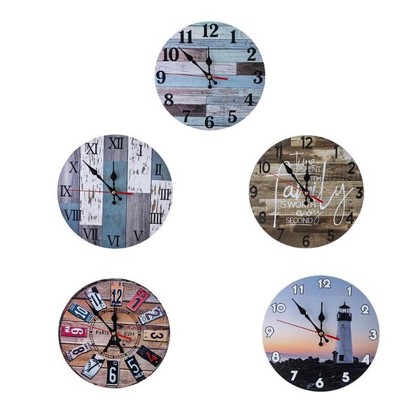 

wall clocks retro industrial style hanging clock round silent non-ticking for home office school decoration