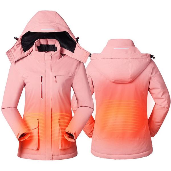 

women's jackets winter intelligent heating jacket usb charging women heated coat outdoor fleece female windproof climbing clothes p1233, Black;brown