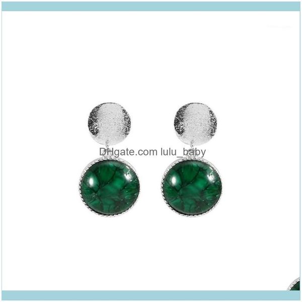 

stud jewelrystud trendy sier plated layer green stone round earrings for women party gift jewelry1 drop delivery 2021 thpfk, Golden;silver