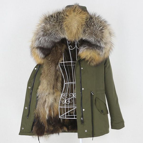 

women's fur & faux menina bonita 2021 waterproof parka real coat winter jacket women natural collar hood thick warm outerwear removable, Black