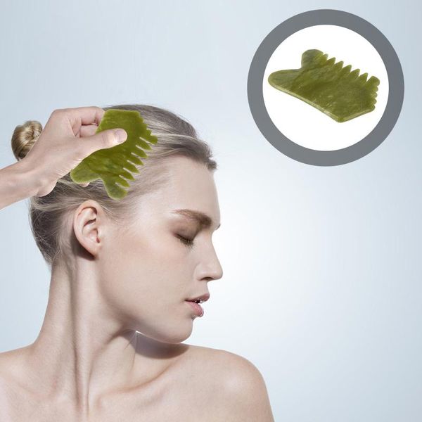 

hair brushes 1pc jade comb facial massager head scalp care (green), Silver