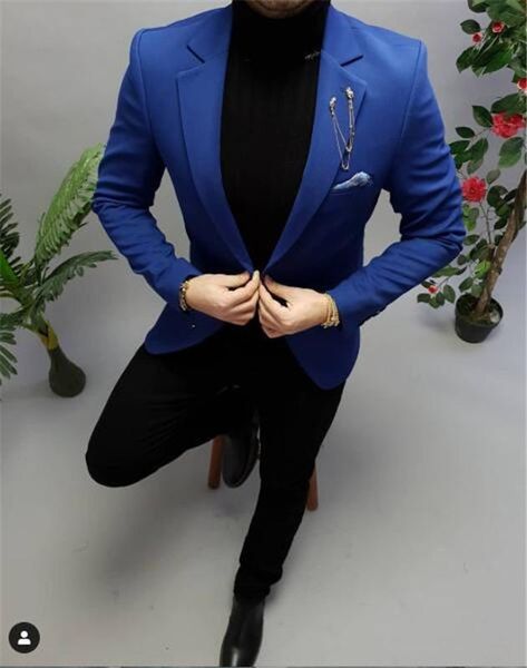 

men's suits & blazers real blue black jacket men's suits man groom's tux ropa hombre 2 put blazer pants cvnj, White;black
