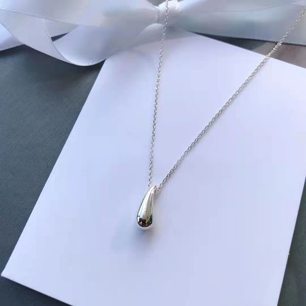 

2022 brand original jewelry designer necklace new water drop pendant women's personality simple high-end sweater chain, Silver