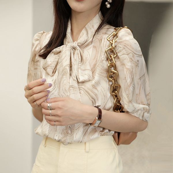 

sweater bowknot chiffon shirts summer half buttoned up shirt long sleeve blouse tied waist elegant women blouses s-2xl, White;black