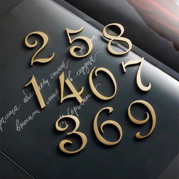 

novelty items diy customized door number plate gold brass nordic el house home apartment floating alphabet digital wall decorate hardware