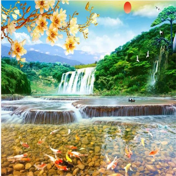 

wallpapers 3d landscape waterfall background wall beautiful scenery
