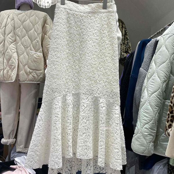

skirts korean high waist skirt lace white vintage fashion elegant women black saia chic hollow out midi mermaidskirt faldas mujer