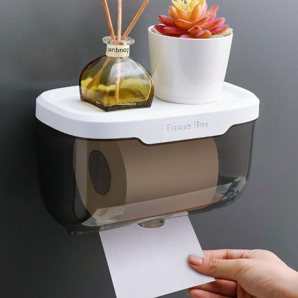 

toilet paper holders wall mounted holder waterproof tray roll tube for mobile phone storage shelf tissue bathroom box