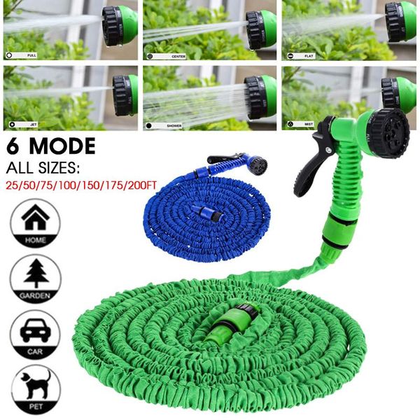 

watering equipments expandable garden hose kit 25ft/50ft/75ft/100ft 7 function spray nozzle sprayer high pressure flexible pipe dropship