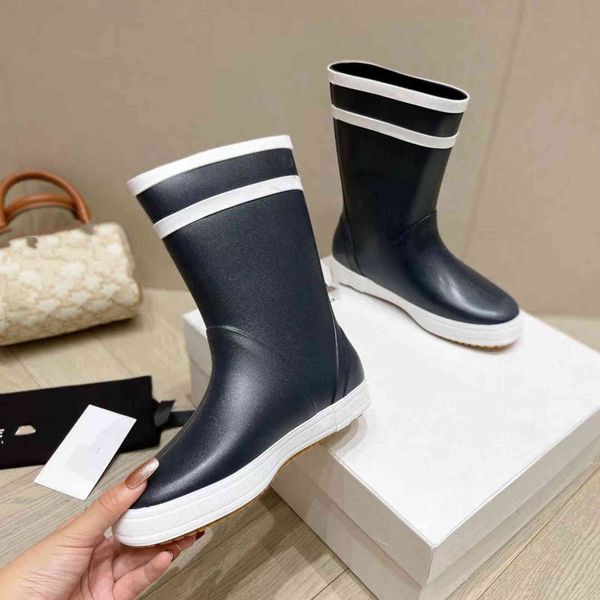 

2021 net red rain boots spring and summer short fashion medium avocado green thin style waterproof, Black