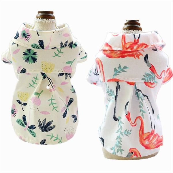 

dog apparel 2021 summer print hawaii beach shirt breathable soft cotton casual travel pet costume floral short sleeve cat blouse