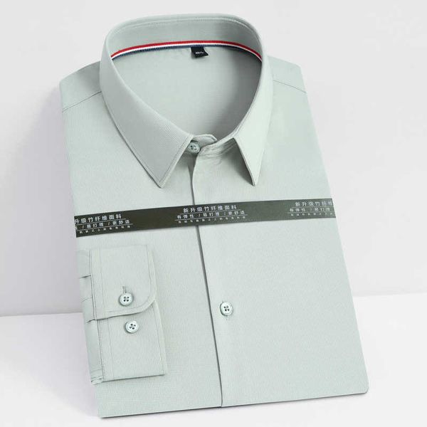 

men's fashion bamboo-fiber dress shirts pocket-less design comfortable standard-fit formal business long sleeve classic shirt 210708, White;black
