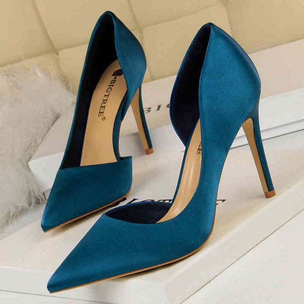 

dress shoes bigtree sapatos de salto feminino, preto, azul, prateado, seda, para mulheres, estilete, 9.5 cm lgh2, Black