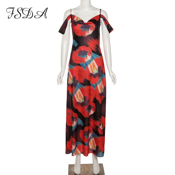 

20212021 summer off shoulder floral print dress women maxi beach backless spaghetti strap elegant red boho dresses long, Black;gray