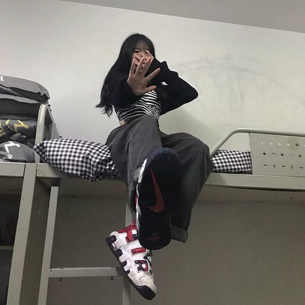 

women's jeans vintage adjustable high waist bf oversize wide leg trousers summer baggy all-match streetwear retro chic women, Blue