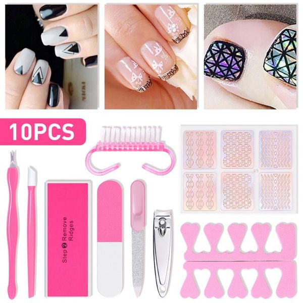

nail art kits 9pcs polish kit manicure tool with sticker toe separator for beginners salon sets tools