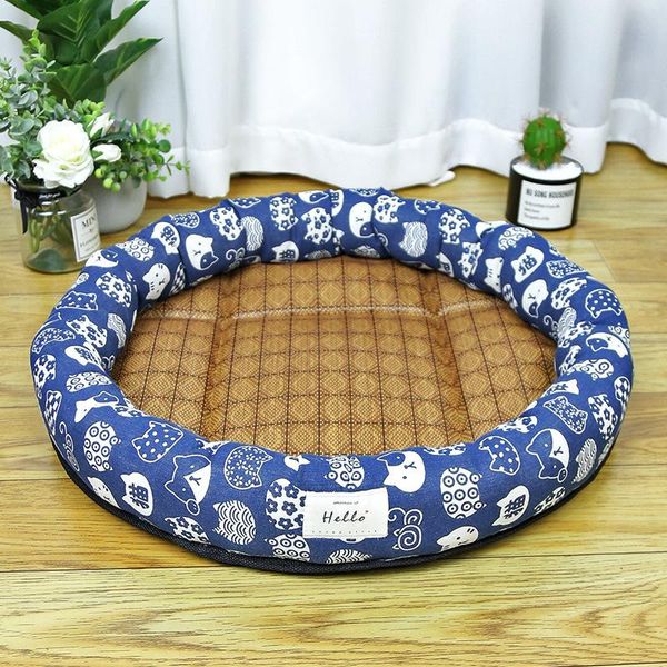 

summer cooling mat dog bed pet cushion cat round nest kennel cool feeling sleeping for small medium dogs easy cleaning beds & furniture