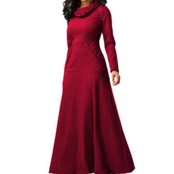 

casual dresses stylish women dress long sleeve wear resistant lady leisure big pocket, Black;gray