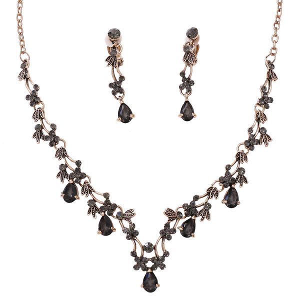 

c1009 exquisite water drop bridal jewelry korean zircon set wedding dress necklace, Silver