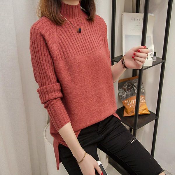 

women's sweaters half high neck sweater woman pullover long sleeve solid color knitting upper garment thickening, White;black