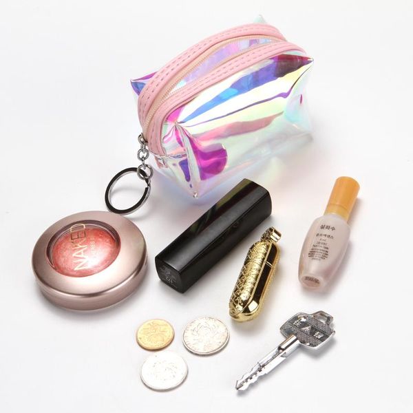 

wallets cuikca 2021 women laser pvc symphony transparent creative zipper lady wallet square makeup change storage bag, Red;black