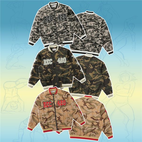 

men's hoodies & sweatshirts camouflage jacket, embroidered letter baseball suit, single breasted cotton hip hop casual wear, harajuku, Black
