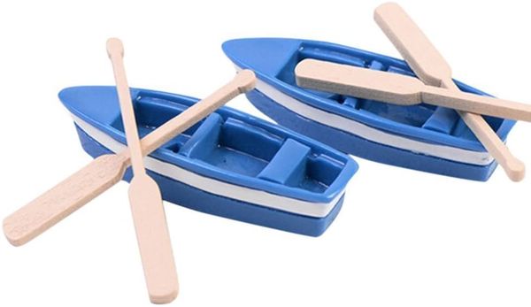 

mediterranean style fairy gardens miniature decorative objects rowboat little blue wood boat 1221647