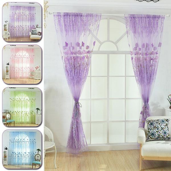

tule gordijnen voor woonkamer moderne vlas sheer jacquard floral design window curtain 200*100cm tulle curtains & drapes